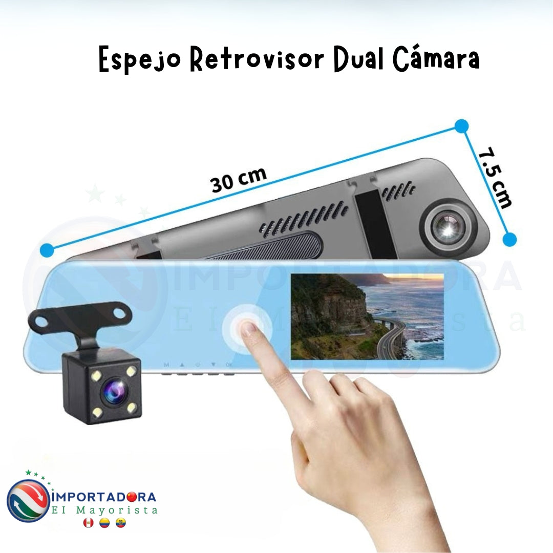 Espejo Retrovisor Dual Camara Tactil