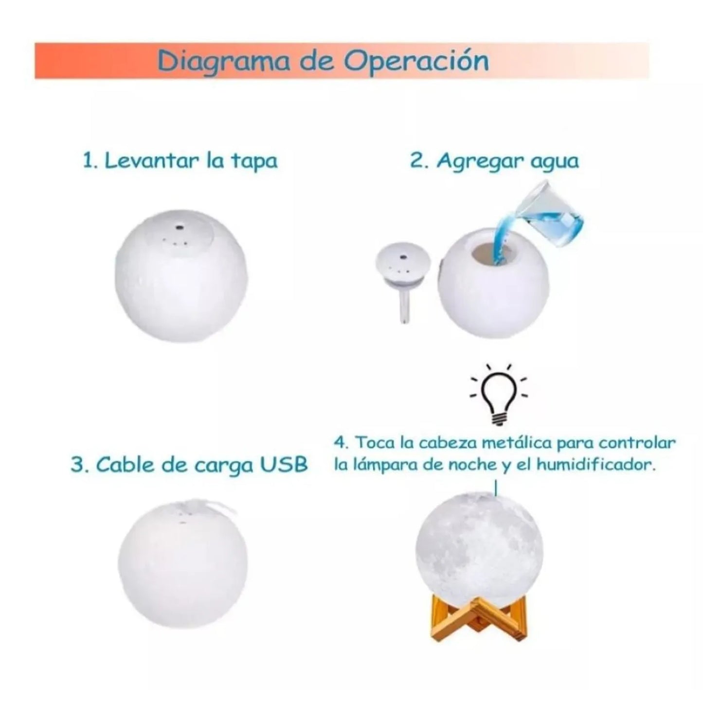 Lampara Humidificadora de Luna 3D