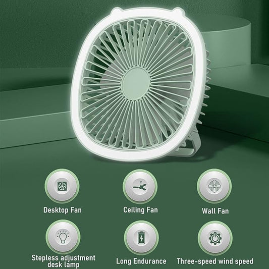 Ventilador con luz LED recargable usb - El Mayorista