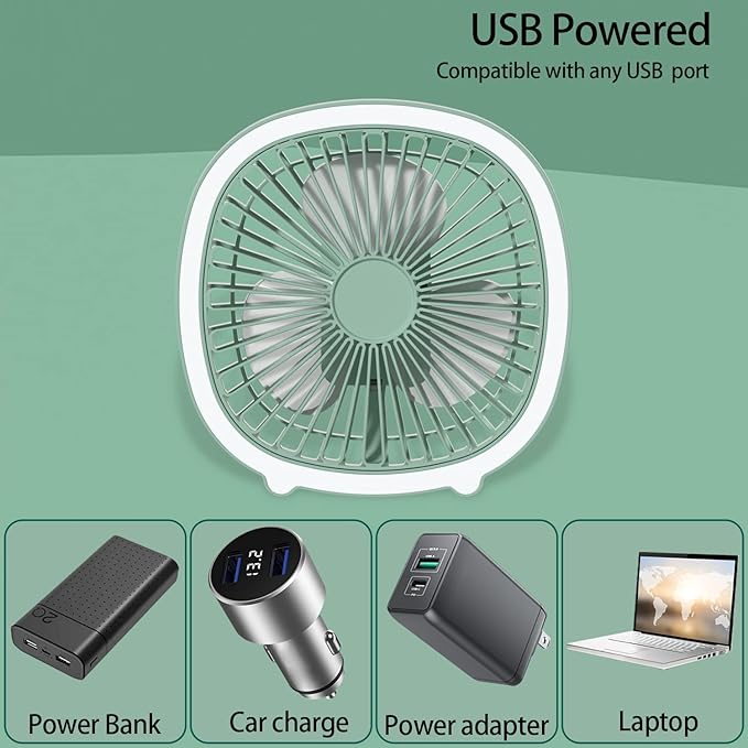 Ventilador con luz LED recargable usb - El Mayorista