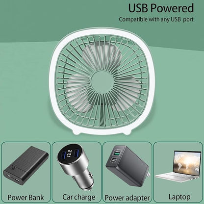 Ventilador con luz LED recargable usb - El Mayorista
