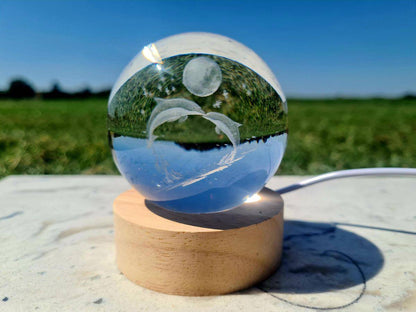 Esfera lampara de cristal 3D con luz led