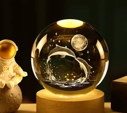 Esfera lampara de cristal 3D con luz led