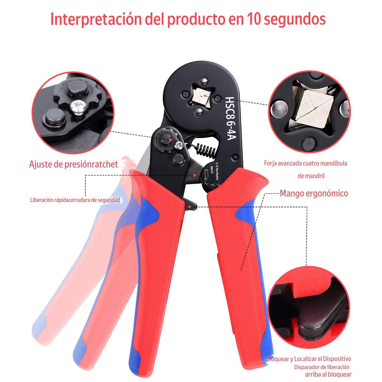 Alicate de prensado electrico terminales