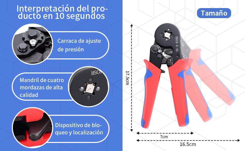 Alicate de prensado electrico terminales