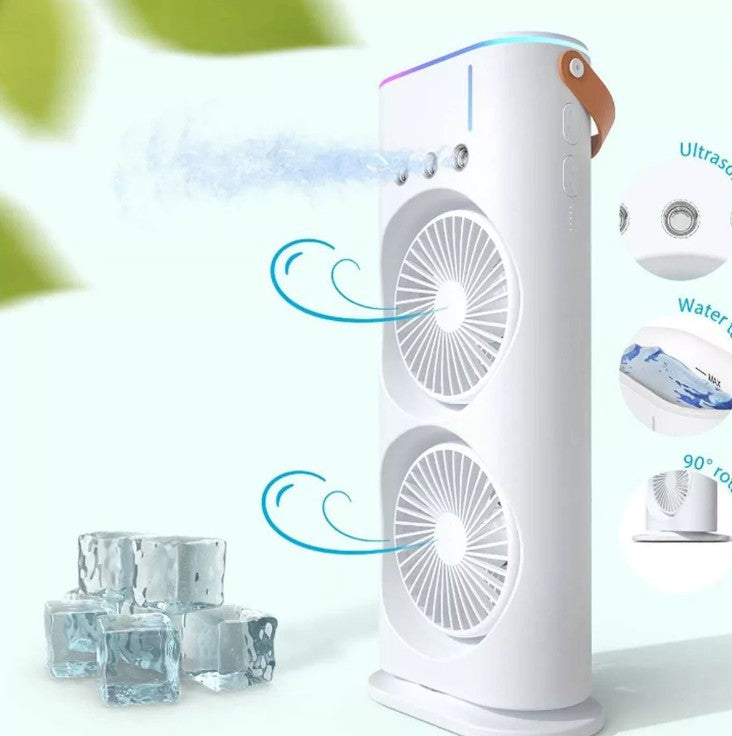 Ventilador doble humidificador con luz