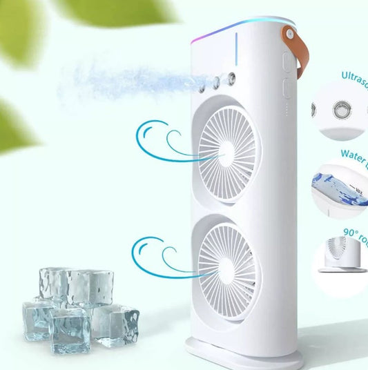 Ventilador doble humidificador con luz