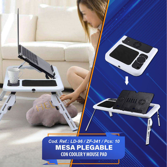 Mesa plegable con cooler y mouse pad