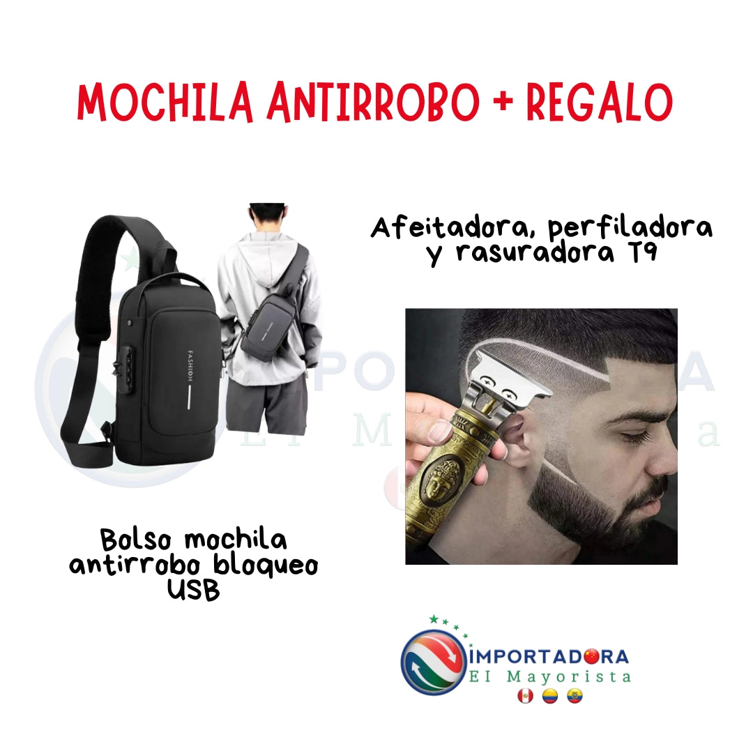 Mochila Antirrobo + Afeitadora de Regalo