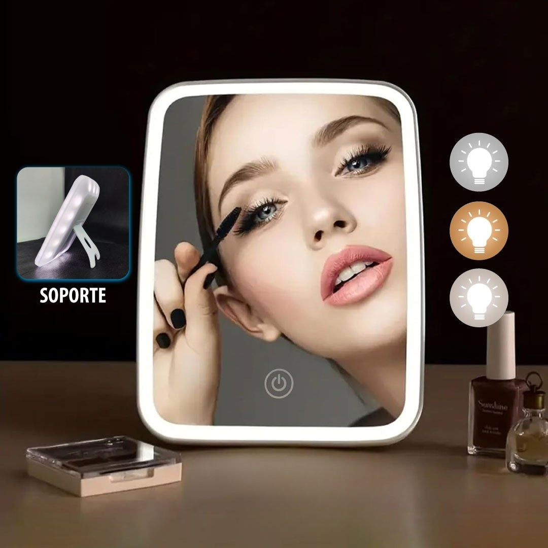 Espejo con luz led para maquillaje