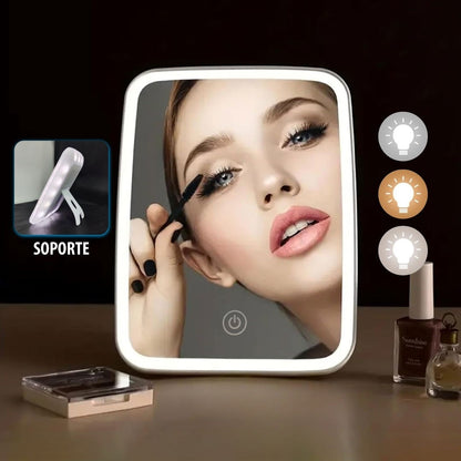 Espejo con luz led para maquillaje
