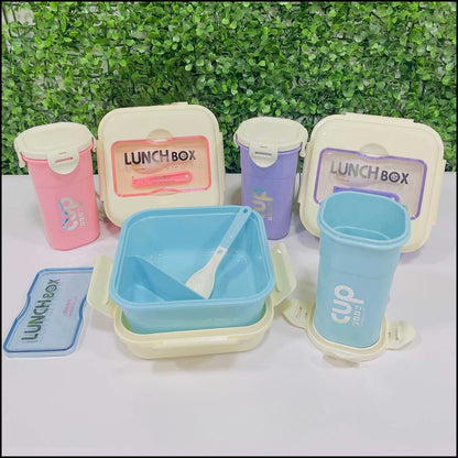 Lonchera cup cuadrada incluye vaso