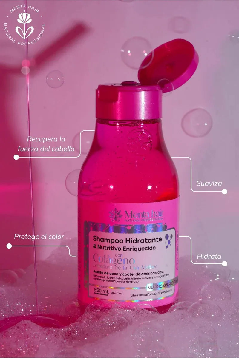 Shampoo Nutritivo Con Aminoácidos Y Colágeno Menta Hair 550m