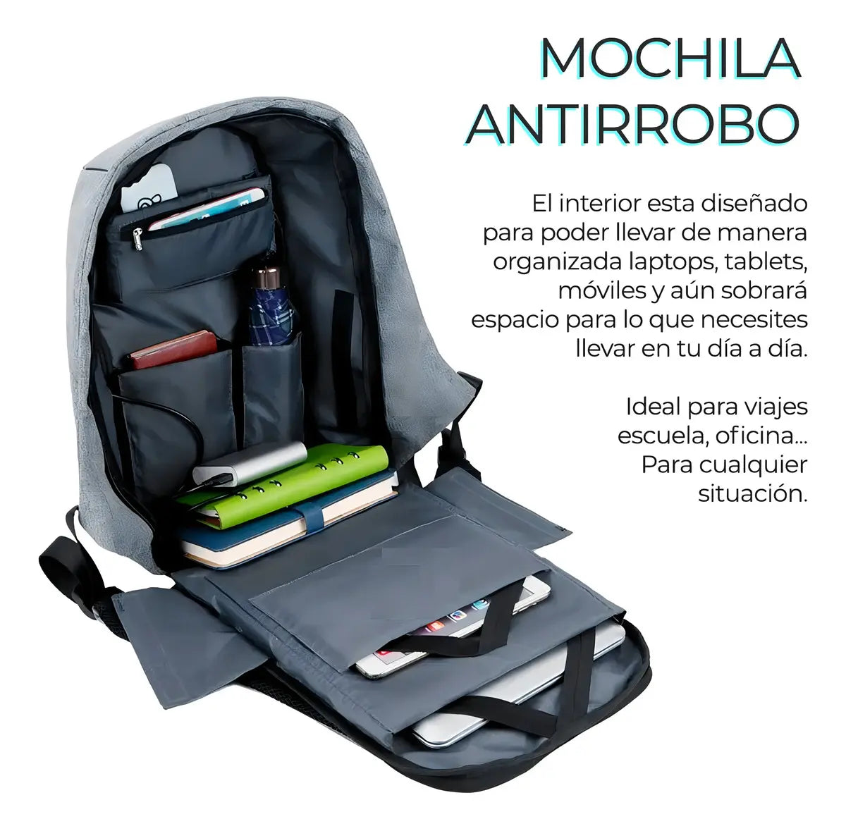 BOLSO, MOCHILA ANTIRROBO CONECTOR USB