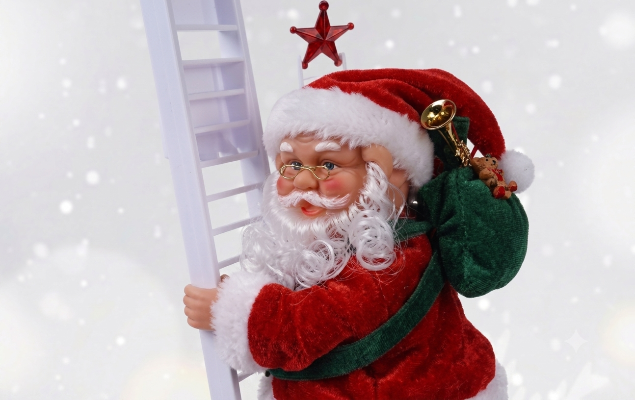 Papa Noel sube y baja escalera musical