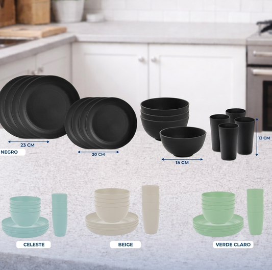 VAJILLA PLASTICO 16 PIESAS