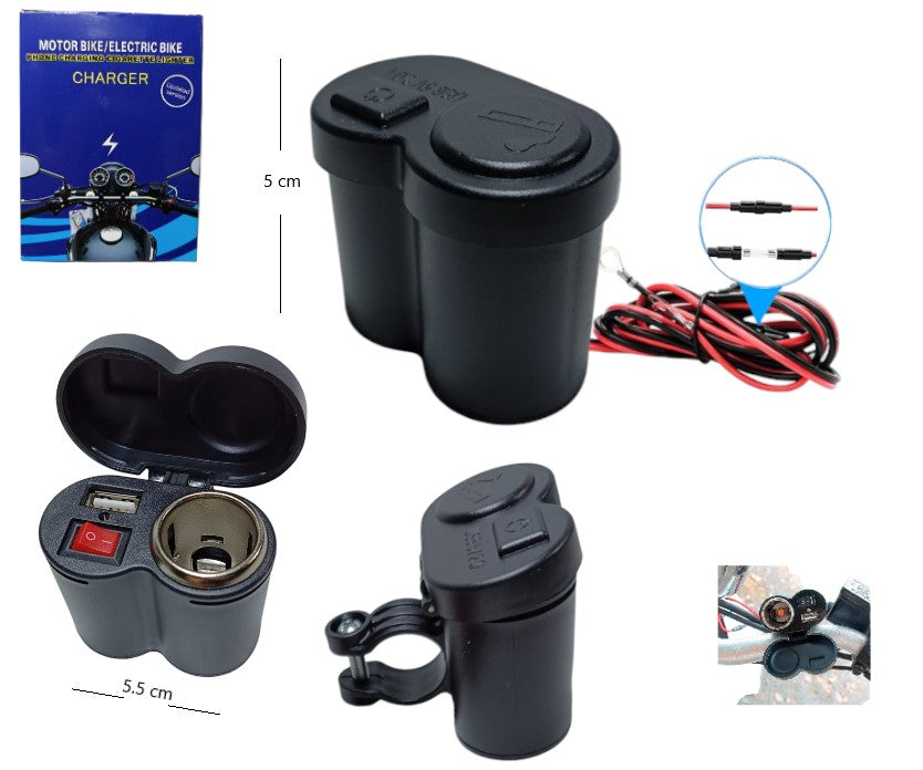 ADAPTADOR CARGADOR USB MOTO