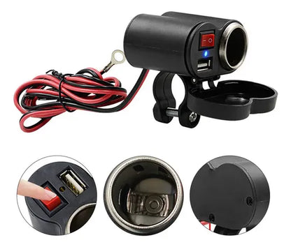 ADAPTADOR CARGADOR USB MOTO