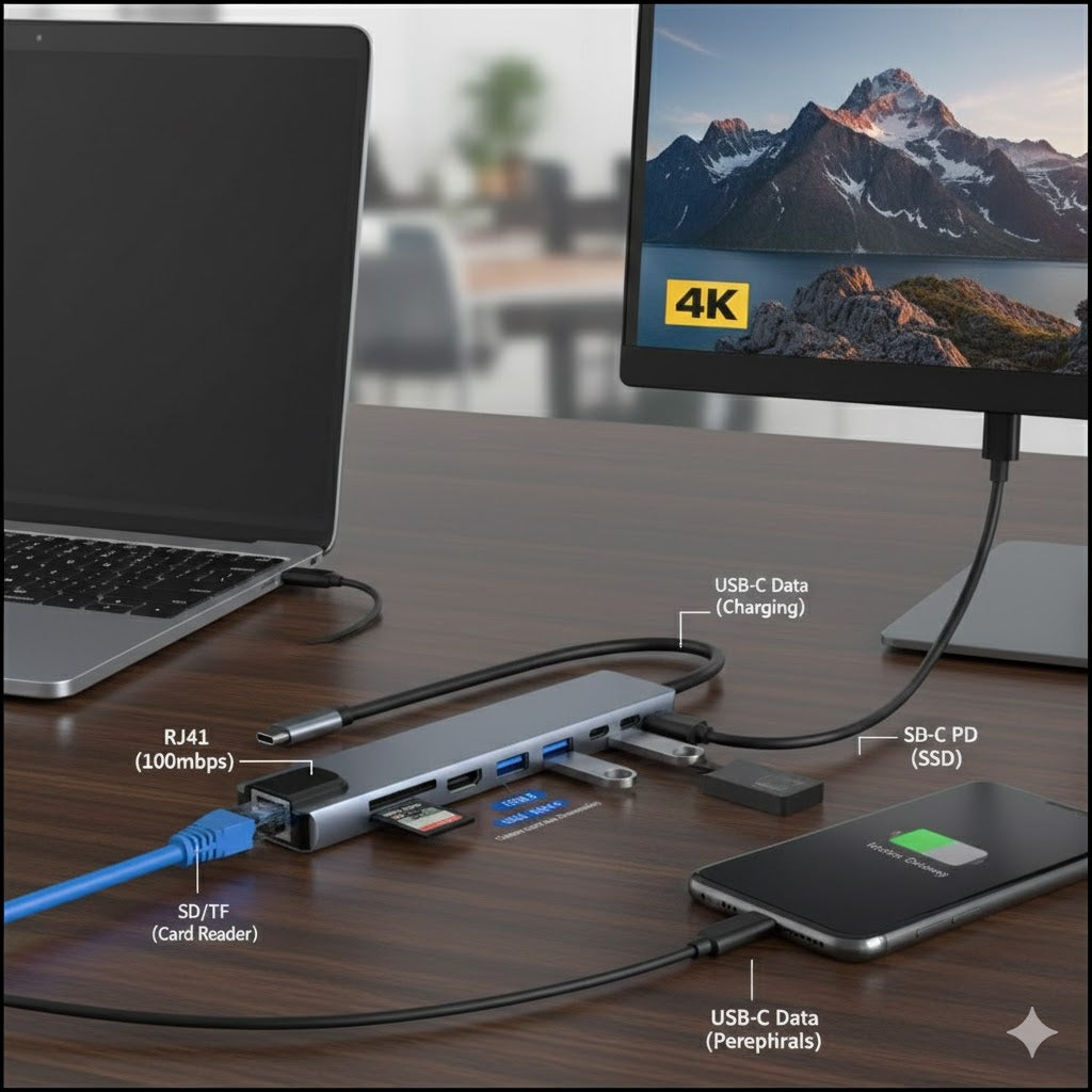 Adaptador usb 8 en 1
